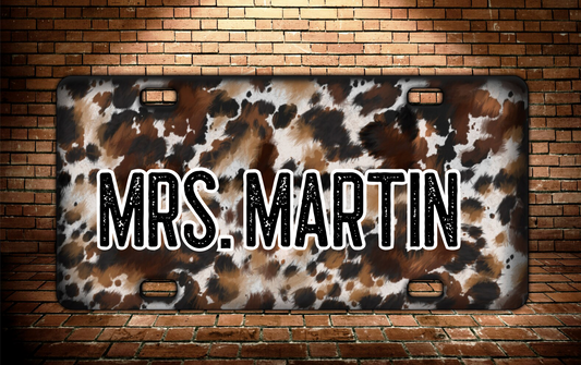Personalized Cow Print - License Plate