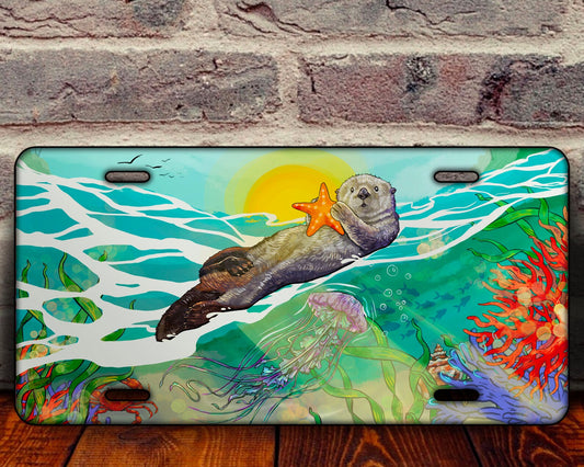 Otter w/Starfish - License Plate
