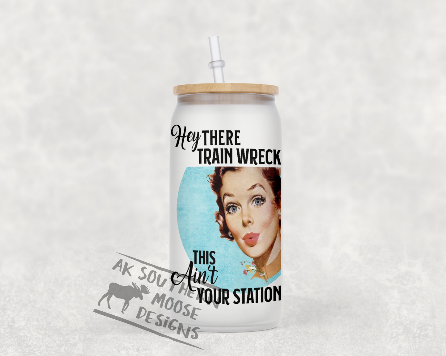 Train Wreck Glass Jar