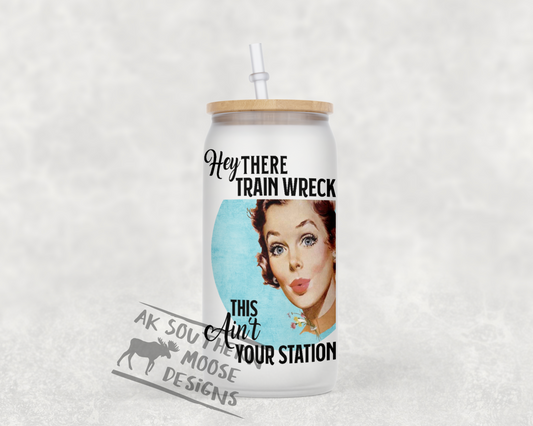 Train Wreck Glass Jar