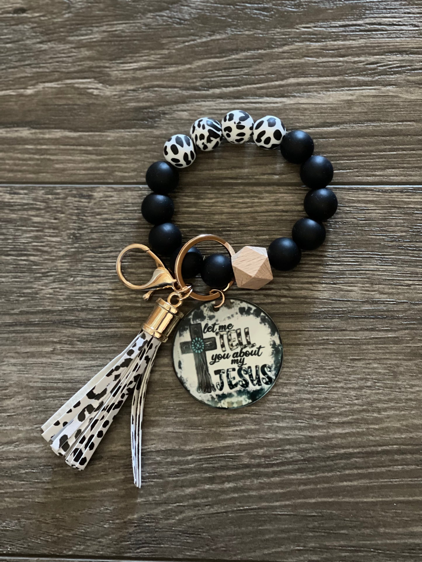 Wristlet - Blk Cow/My Jesus