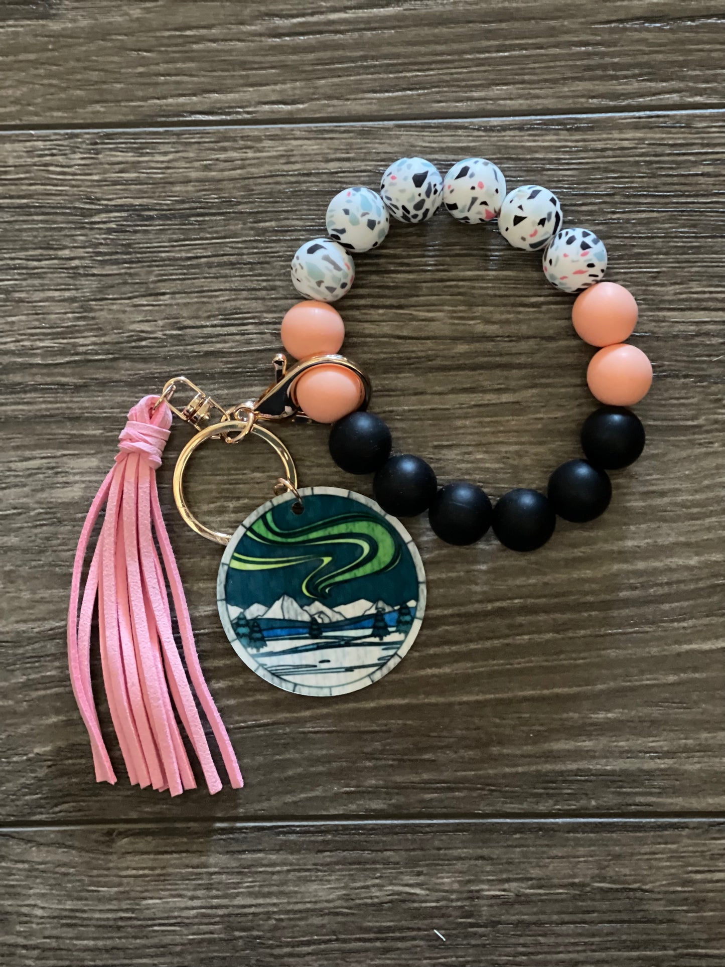 Wristlet - Blk & Coral/Northern Lights