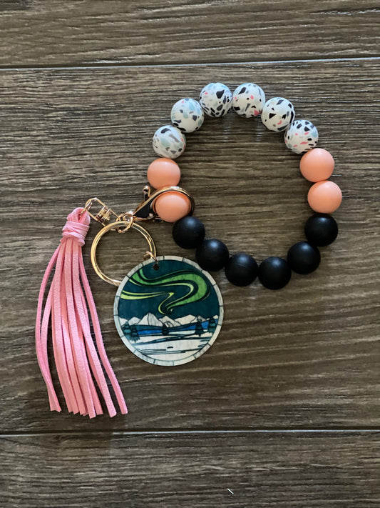 Wristlet - Blk & Coral/Northern Lights