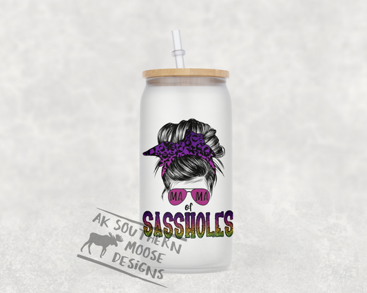 Mama of Sassholes Glass Jar